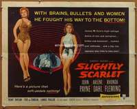 f452 SLIGHTLY SCARLET style A half-sheet movie poster '56 Rhonda Fleming