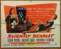 f453 SLIGHTLY SCARLET style B half-sheet movie poster '56 Rhonda Fleming