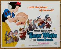 f454 SNOW WHITE & THE SEVEN DWARFS half-sheet movie poster R67 Disney