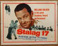 f464 STALAG 17 half-sheet movie poster R59 William Holden, Billy Wilder