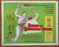 f475 SWORD OF SHERWOOD FOREST green half-sheet movie poster '60 Robin Hood