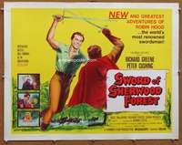 f476 SWORD OF SHERWOOD FOREST yellow half-sheet movie poster '60 Robin Hood