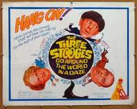 f491 THREE STOOGES GO AROUND THE WORLD IN A DAZE half-sheet movie poster '63
