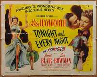 f496 TONIGHT & EVERY NIGHT half-sheet movie poster '45 sexy Rita Hayworth!