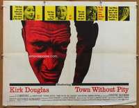 f499 TOWN WITHOUT PITY half-sheet movie poster '61 angry Kirk Douglas!