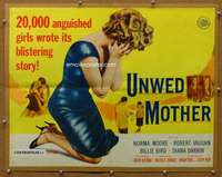 f510 UNWED MOTHER half-sheet movie poster '58 Robert Vaughn, bad girls!