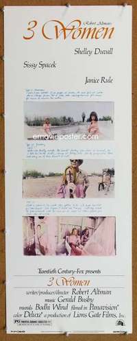 f547 3 WOMEN insert movie poster '77 Robert Altman, Shelley Duvall