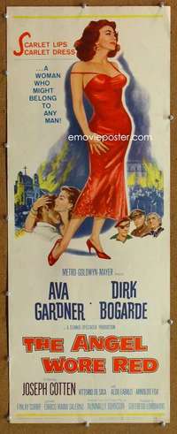 f559 ANGEL WORE RED insert movie poster '60 sexy Ava Gardner, Bogarde