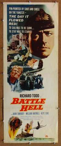 f571 BATTLE HELL insert movie poster '57 Richard Todd, Akim Tamiroff