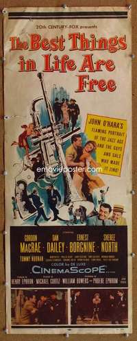 f581 BEST THINGS IN LIFE ARE FREE insert movie poster '56 MacRae