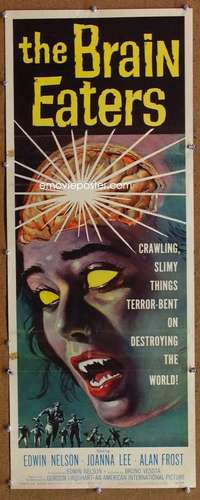 f596 BRAIN EATERS insert movie poster '58 Roger Corman, AIP horror!