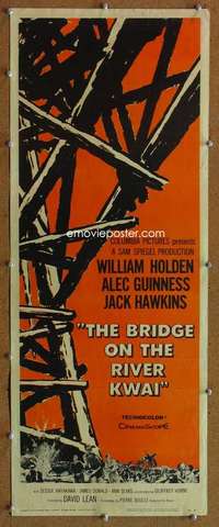 f600 BRIDGE ON THE RIVER KWAI insert movie poster '58 William Holden