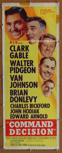 f616 COMMAND DECISION insert movie poster '48 Clark Gable, Pidgeon