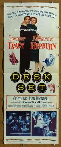 f631 DESK SET insert movie poster '57 Spencer Tracy, Kate Hepburn