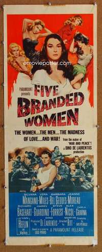 f651 FIVE BRANDED WOMEN insert movie poster '60 sexy French babes!