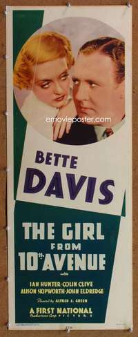 f001 GIRL FROM 10th AVENUE insert movie poster '35 Bette Davis