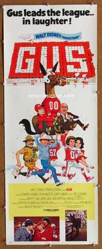 f669 GUS insert movie poster '76 Disney, Don Knotts, football!
