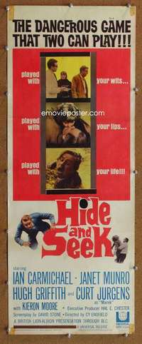 f675 HIDE & SEEK insert movie poster '64 Carmichael, Munro