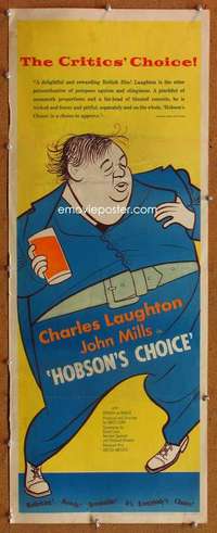 f681 HOBSON'S CHOICE insert movie poster '54 Al Hirschfeld artwork!