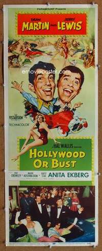 f682 HOLLYWOOD OR BUST insert movie poster '56 Dean Martin, Lewis