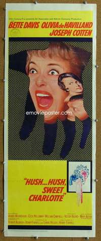 f692 HUSH HUSH SWEET CHARLOTTE insert movie poster '65 Bette Davis