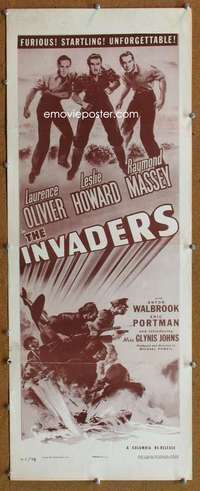 f700 INVADERS insert movie poster R49 Michael Powell, Leslie Howard