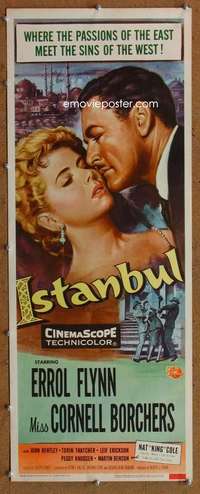 f702 ISTANBUL insert movie poster '57 Errol Flynn in Turkey!