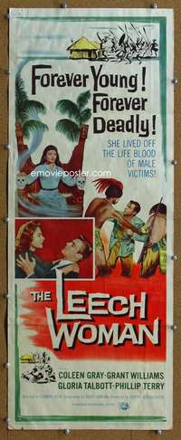 f721 LEECH WOMAN insert movie poster '60 deadly female vampire!