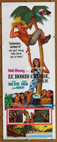 f731 LT ROBIN CRUSOE USN insert movie poster R74 Disney, Dick Van Dyke