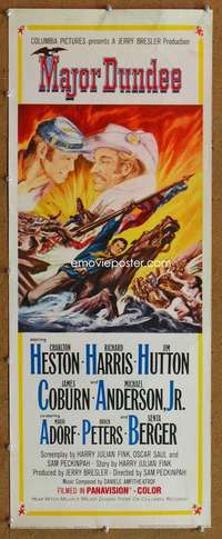 f732 MAJOR DUNDEE insert movie poster '65 Peckinpah, Charlton Heston