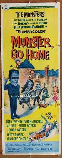f758 MUNSTER GO HOME insert movie poster '66 Fred Gwynne, De Carlo