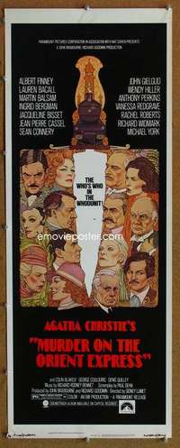 f759 MURDER ON THE ORIENT EXPRESS insert movie poster '74 Amsel art!