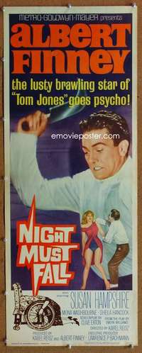 f770 NIGHT MUST FALL insert movie poster '64 psycho Albert Finney!