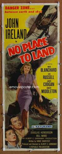 f773 NO PLACE TO LAND insert movie poster '58 John Ireland, Blanchard
