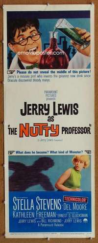 f779 NUTTY PROFESSOR insert movie poster '63 Jerry Lewis, Stevens
