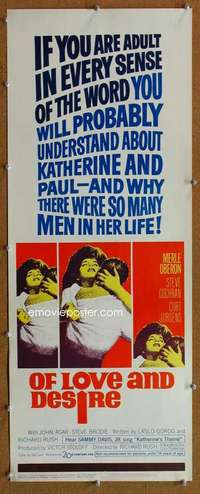 f783 OF LOVE & DESIRE insert movie poster '63 Merle Oberon, Cochran