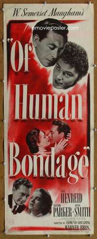 f782 OF HUMAN BONDAGE insert movie poster '46 Paul Henreid, Maugham