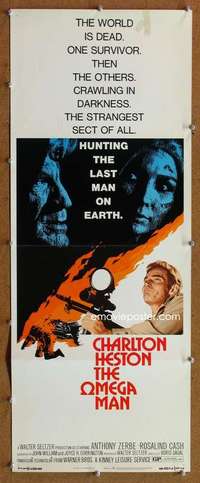 f785 OMEGA MAN insert movie poster '71 Charlton Heston, zombies!