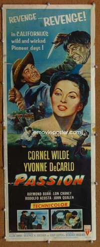 f797 PASSION insert movie poster '54 Wilde, De Carlo, Lon Chaney Jr
