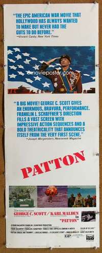 f799 PATTON insert movie poster '70 George C. Scott military classic!
