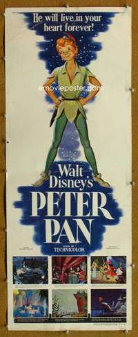 f800 PETER PAN insert movie poster '53 Walt Disney classic!