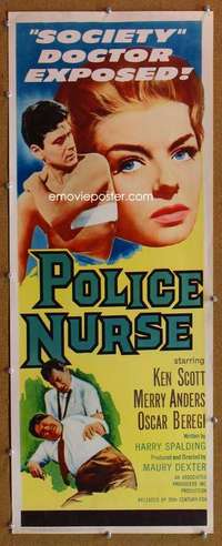 f807 POLICE NURSE insert movie poster '63 Merry Anders, Ken Scott
