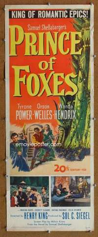 f814 PRINCE OF FOXES insert movie poster '49 Power, Orson Welles