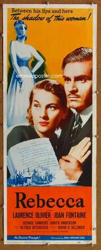 f831 REBECCA insert movie poster R56 Hitchcock, Olivier, Joan Fontaine