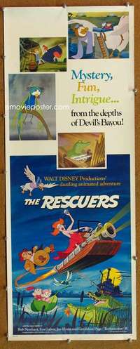 f833 RESCUERS insert movie poster '77 Walt Disney mice cartoon!