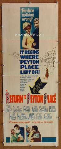 f834 RETURN TO PEYTON PLACE insert movie poster '61 Carol Lynley