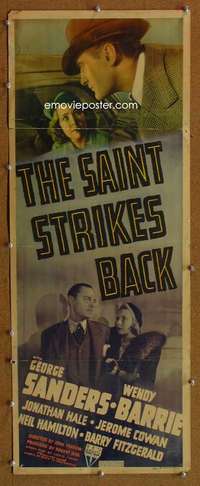 f847 SAINT STRIKES BACK insert movie poster '39 George Sanders
