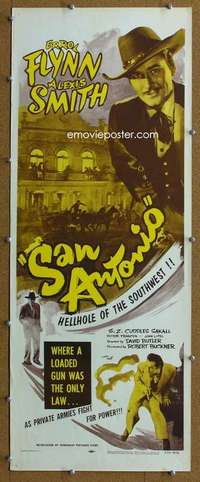 f848 SAN ANTONIO insert movie poster R56 Errol Flynn, Alexis Smith