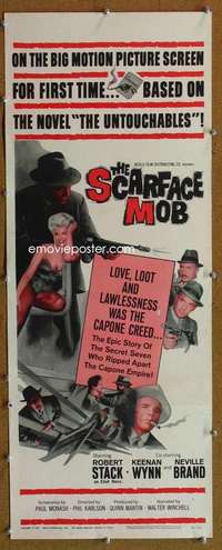 f855 SCARFACE MOB insert movie poster '62 Robert Stack, Keenan Wynn