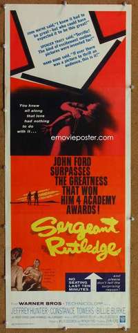 f860 SERGEANT RUTLEDGE insert movie poster '60 John Ford western!